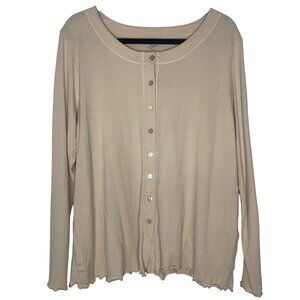 J. Jill Beige Cardigan Sweater Womens L Beige Long Sleeve Button Front Pockets